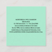 Modernes MONOGRAM Neo Minze Schwarze Flora Quadratische Visitenkarte (Rückseite)