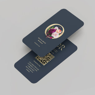 Modernes Monogram O Elegant Floral Black Gold Visitenkarte