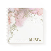Modernes Monogram Pink & Gold Abstraktes Sketchboo