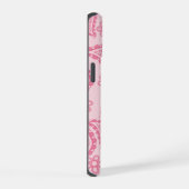 Modernes Monogram Pink Paisley Retro Muster iPhone 15 Hülle (Rechte Seite)