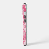 Modernes Monogram Pink Paisley Retro Muster iPhone 15 Hülle (Linke Seite)