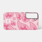 Modernes Monogram Pink Paisley Retro Muster Samsung Galaxy Hülle (Rückseite (Horizontal))