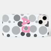 Modernes Monogram Polka Dot Grau Pink Case-Mate iPhone Hülle (Rückseite (Horizontal))