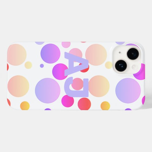 Modernes Monogram Polka Dot Lila Lilac Ombre Case-Mate iPhone Hülle (Rückseite (Horizontal))