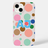 Modernes Monogram Polka Dot Muster Case-Mate iPhone Hülle (Rückseite)