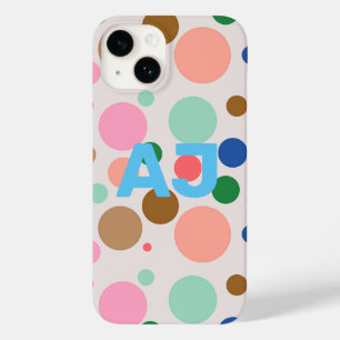 Modernes Monogram Polka Dot Muster Case-Mate iPhone 14 Hülle