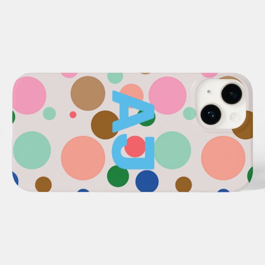 Modernes Monogram Polka Dot Muster Case-Mate iPhone Hülle (Rückseite (Horizontal))