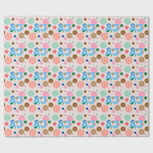 Modernes Monogram Polka Dot Muster Geschenkpapier (Flach)