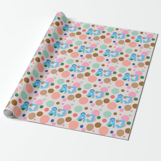 Modernes Monogram Polka Dot Muster Geschenkpapier (Ungerollt)
