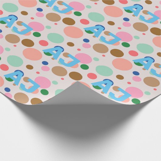 Modernes Monogram Polka Dot Muster Geschenkpapier (Ecke)