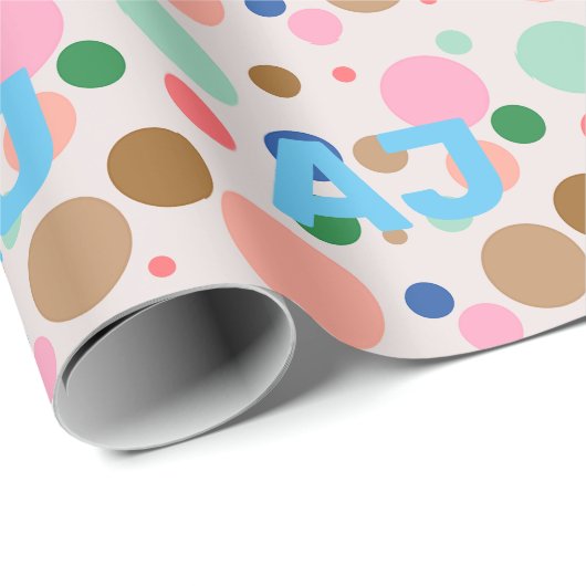 Modernes Monogram Polka Dot Muster Geschenkpapier (Rolleneckpunkt)