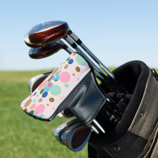 Modernes Monogram Polka Dot Muster Golf Headcover (In Situ)