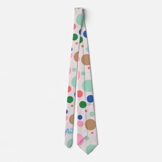 Modernes Monogram Polka Dot Muster Krawatte (Rückseite)