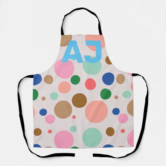 Modernes Monogram Polka Dot Muster Schürze (Vorderseite)