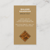 Modernes (Monogram QR) Bronze & Matte Black Visitenkarte (Rückseite)