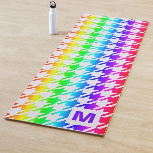 Modernes Monogram Rainbow Ombre Hahnentrittmuster  Yogamatte (Beispiel)