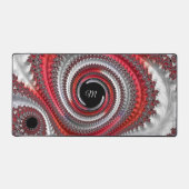 Modernes Monogram Red Black Spiral Fraktal Schreibtischunterlage (Vorderseite)