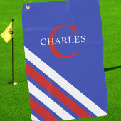 Modernes Monogram Red White Blue Golfing Golfhandtuch