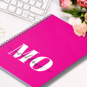 Modernes Monogram, rosa und weiß Notebook Notizblock