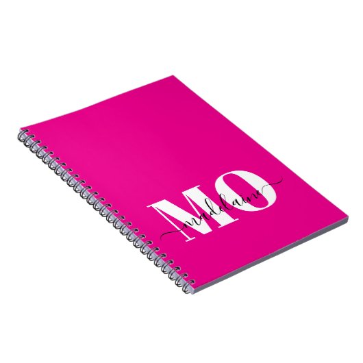 Modernes Monogram, rosa und weiß Notebook Notizblock (Rechte Seite)