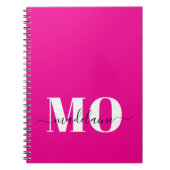 Modernes Monogram, rosa und weiß Notebook Notizblock (Vorderseite)