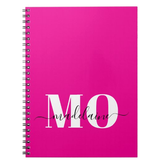 Modernes Monogram, rosa und weiß Notebook Notizblock (Vorderseite)