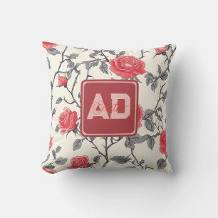 Modernes Monogram-Rose-Familienkissen Kissen