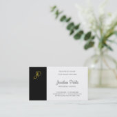 Modernes Monogram Schwarz-weiß Gold Company Templa Visitenkarte (Stehend Vorderseite)