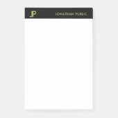 Modernes Monogram Schwarz-weiß Gold Elegant Einfac Post-it Klebezettel (Vorderseite)