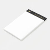 Modernes Monogram Schwarz-weiß Gold Elegant Einfac Post-it Klebezettel (angewinkelt)