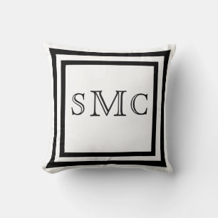 Modernes MONOGRAM Schwarz-weiße, elegante Schrift Kissen