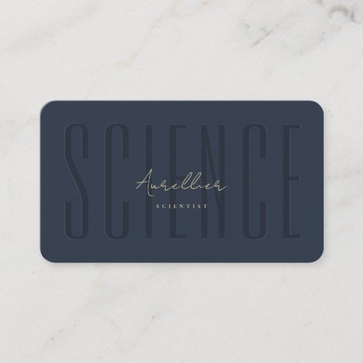 Modernes Monogram Science Scientist Dark Blue Gold Visitenkarte (Vorderseite)