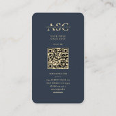 Modernes Monogram Science Scientist Dark Blue Gold Visitenkarte (Rückseite)