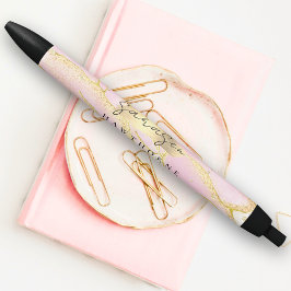 Modernes Monogram Script Chic Girly Pink Gold Foil Kugelschreiber