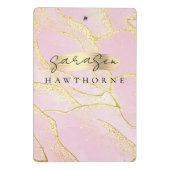 Modernes Monogram Script Chic Girly Pink Gold Foil Mini Klemmbrett (Rückseite)