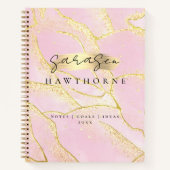 Modernes Monogram Script Chic Girly Pink Gold Foil Notizblock (Vorderseite)