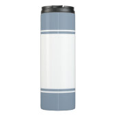 Modernes Monogram Script in Dusty Blue Thermosbecher (Rückseite)