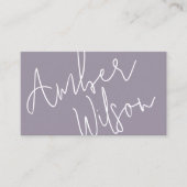 Modernes Monogram Script Stilvoll Trendy Lila Visitenkarte (Vorderseite)