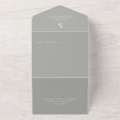 Modernes Monogram Silver Grau Dinner All In One Einladung (Außenbereich)