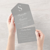 Modernes Monogram Silver Grau Dinner All In One Einladung (Abreißen)