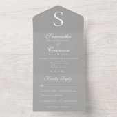 Modernes Monogram Silver Grau Dinner All In One Einladung (Innen Boden)