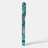 Modernes Monogram Sparkle Ocean Blue Case-Mate iPhone Hülle (Rückseite / Rechts)