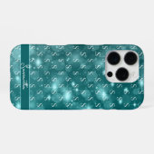 Modernes Monogram Sparkle Ocean Blue iPhone Hülle (Rückseite (Horizontal))