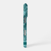 Modernes Monogram Sparkle Ocean Blue iPhone Hülle (Rechte Seite)