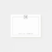 Modernes Monogram Square Border Black Post-it Klebezettel (Vorderseite)