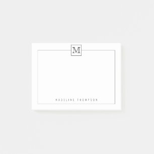 Modernes Monogram Square Border Black Post-it Klebezettel