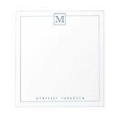 Modernes Monogram Square Border Navy Blue Notizblock (Vorderseite)