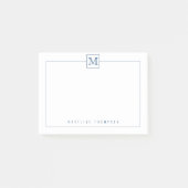 Modernes Monogram Square Border Navy Blue Post-it Klebezettel (Vorderseite)