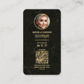 Modernes Monogram Tech Beruflich Black Gold Visitenkarte (Rückseite)