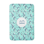Modernes monogram tropisches Flamingo-Muster Badematte (Vorderseite Vertikal)